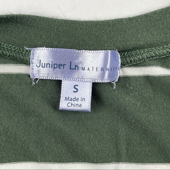 Juniper Ln Maternity Tshirt Womens Small Green White Striped Cinched Sides - Picture 2 of 9